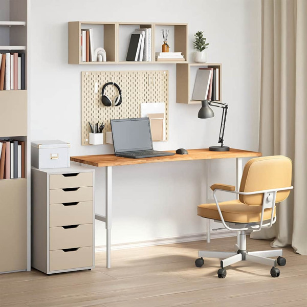 Tablero escritorio rectangular madera maciza roble marrón claro M 3