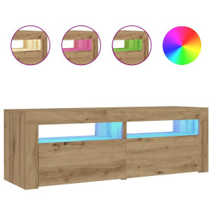Mesitas de noche luces LEDs 2 uds roble artesanal 60x35x40 cm H
