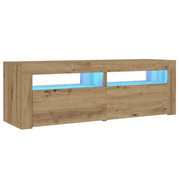 Mesas cabeceira c/ LEDs 2 pcs 60x35x40 cm carvalho artesanal M 3