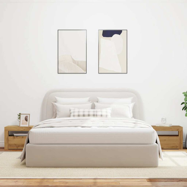 Mesas cabeceira c/ LEDs 2 pcs 60x35x40 cm carvalho artesanal M 4