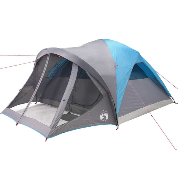 Tenda familiar túnel para 6 pessoas impermeável azul M 4