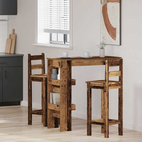 Mesa de bar de parede madeira antiga 102x45x103.5 cm M 3