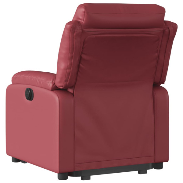 Sillón elevable eléctrico cuero artificial rojo tinto M 4