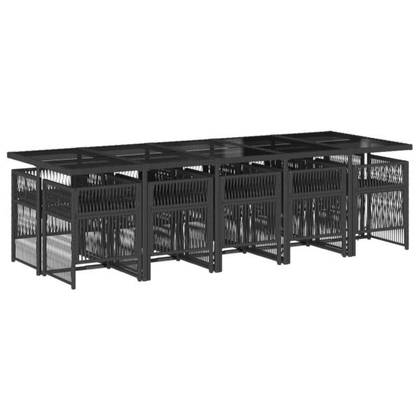 Set de comedor jardín 11 pzas con cojines ratán sintético negro M 3