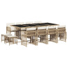 Set comedor de jardín con cojines 13 pzas ratán sintético beige 2