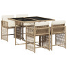 Set comedor de jardín 5 pzas con cojines ratán sintético beige 2