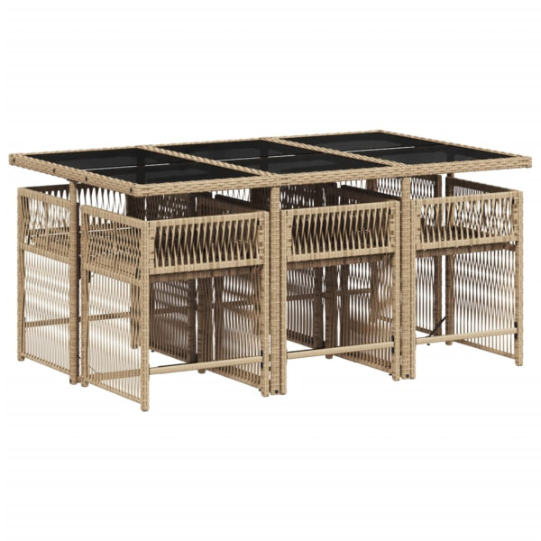 Set comedor de jardín 7 pzas con cojines ratán sintético beige M 3