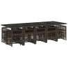 Set comedor de jardín y cojines 15 pzas ratán sintético marrón 3