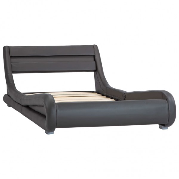 Estructura de cama con LED cuero sintético gris 100x200 cm M 3