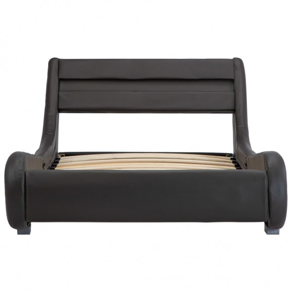 Estructura de cama con LED cuero sintético gris 100x200 cm M 4