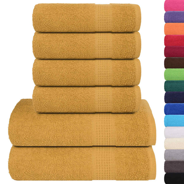 Toalha conjunto 6 peças 100% algodão amarelo 360 gsm M 2