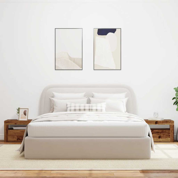 Mesitas de noche con luces LED 2 uds madera vieja 60x35x40 cm M 4