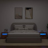 Mesitas de noche con luces LED 2 uds madera vieja 60x35x40 cm 5