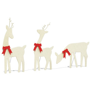 Decoração de Natal renas 3 pcs 90 LEDs branco quente H