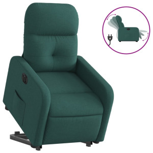 Sillón eléctrico reclinable elevable de tela verde oscuro H