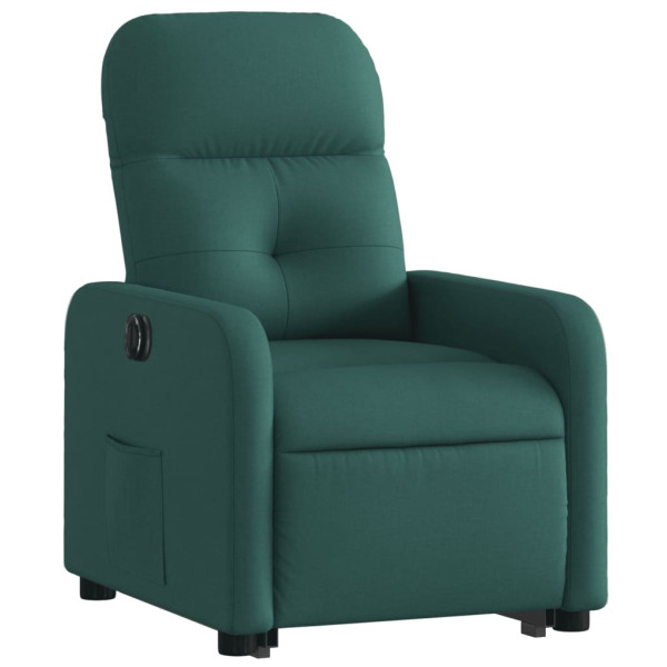 Sillón eléctrico reclinable elevable de tela verde oscuro M 3