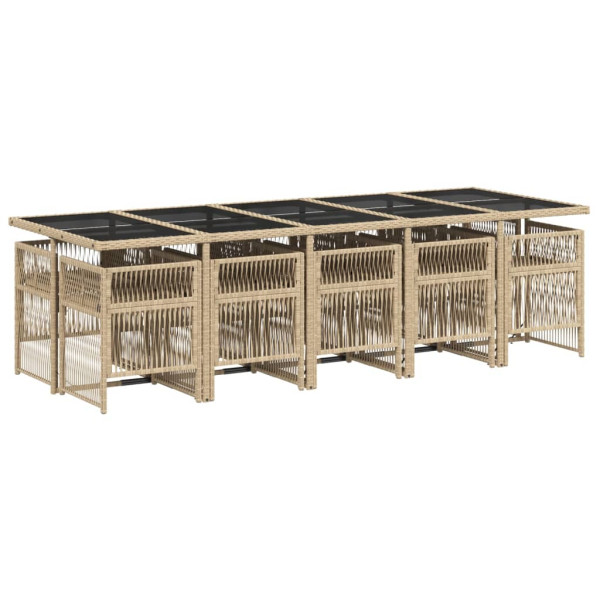 Set comedor de jardín 11 pzas con cojines ratán sintético beige M 3