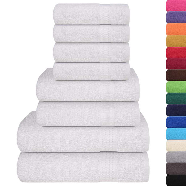8pcs Conjunto toalhas banho 360 gsm 100% algodão branco M 2