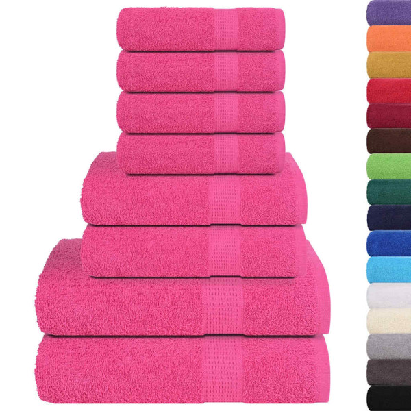 Toalha conjunto 8 peças 100% algodão rosa 360 gsm M 2