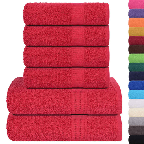 6pcs Conjunto toalhas banho 360 gsm 100% algodão vermelho M 2