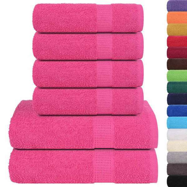 6pcs Conjunto toalhas banho 360 gsm 100% algodão rosa M 2