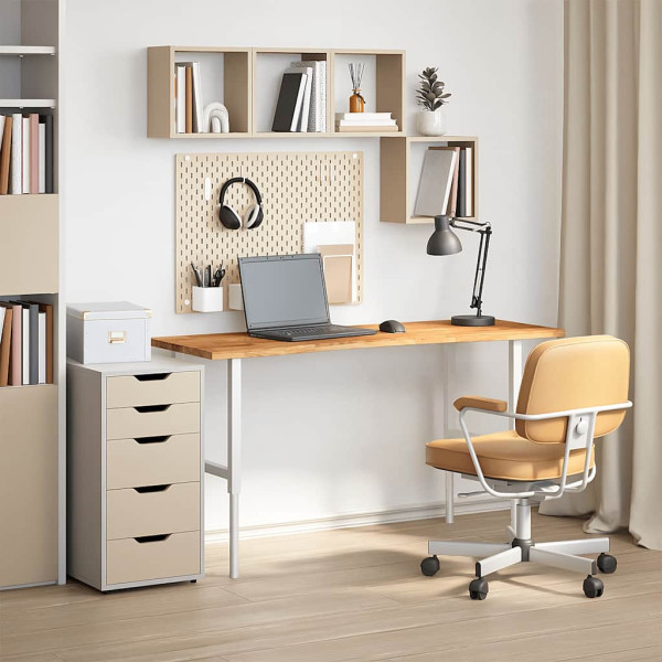 Tablero escritorio rectangular madera maciza roble marrón claro M 3