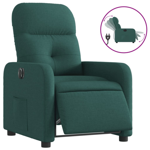 Sillón reclinable eléctrico tela verde oscuro M 2
