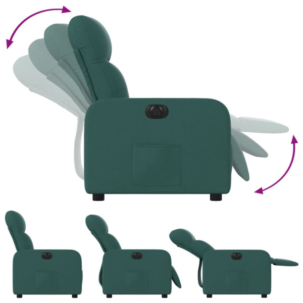Sillón reclinable eléctrico tela verde oscuro M 5