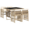Set comedor de jardín 5 pzas con cojines ratán sintético beige 2