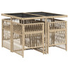 Set comedor de jardín 5 pzas con cojines ratán sintético beige 3