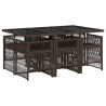 Set comedor de jardín 7 pzas con cojines ratán sintético marrón 3