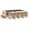 Set comedor de jardín con cojines 13 pzas ratán sintético beige 2