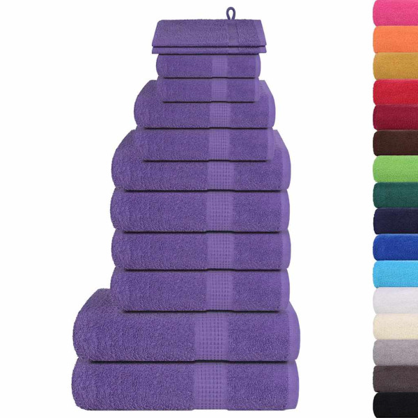 Toalha conjunto 12 peças 100% algodão roxo 360 gsm M 2