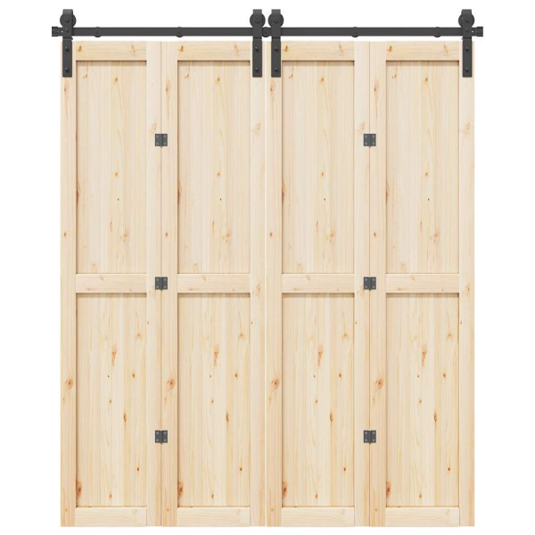 Kit de herrajes para puertas correderas acero negro 183 cm D