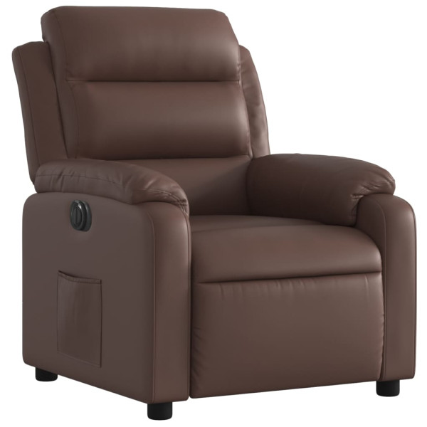Sillón reclinable eléctrico de cuero sintético marrón M 3