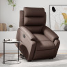 Sillón reclinable elevable eléctrico de cuero sintético marrón 1