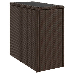 Mesa de apoio jardim tampo vidro 58x27.5x55 cm vime PE castanho H