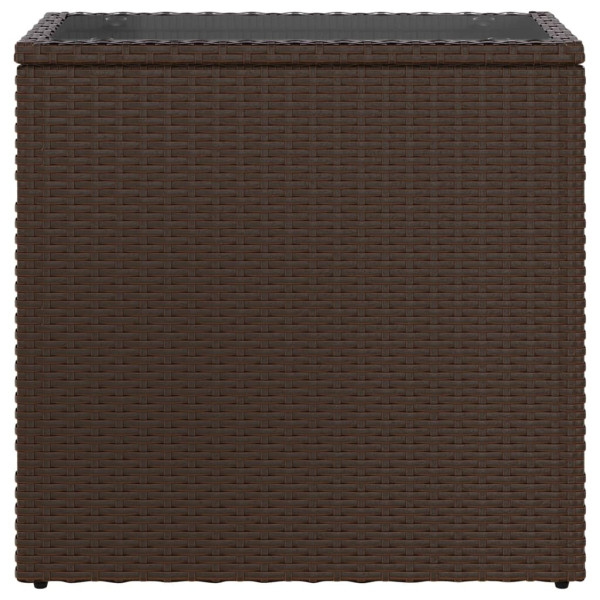 Mesa auxiliar jardín tapa vidrio ratán PE marrón 58x27.5x55 cm M 5