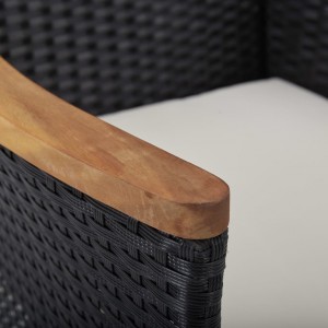 Set comedor jardín 5 pzas ratán sintético y madera acacia negro H