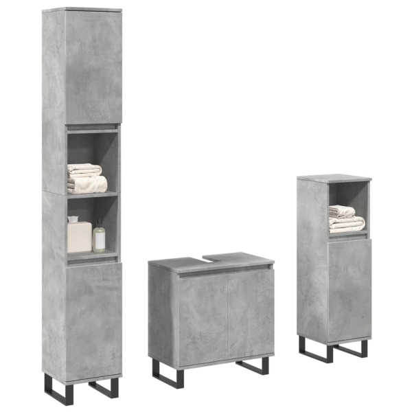 Set muebles de baño 2 piezas madera contrachapada gris hormigón D