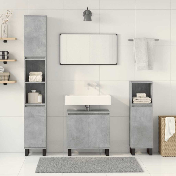 Set muebles de baño 2 piezas madera contrachapada gris hormigón M 3