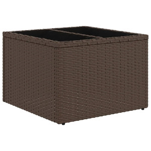 Mesa de jardim com tampo de vidro 55x55x37 cm vime PE castanho H