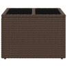 Mesa de jardim com tampo de vidro 55x55x37 cm vime PE castanho 4