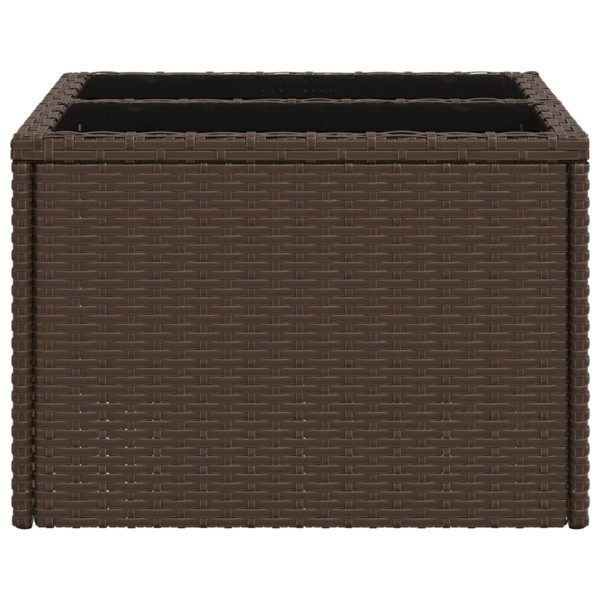 Mesa de jardín superficie cristal ratán PE marrón 55x55x37 cm M 5