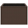 Mesa de jardim com tampo de vidro 55x55x37 cm vime PE castanho 5