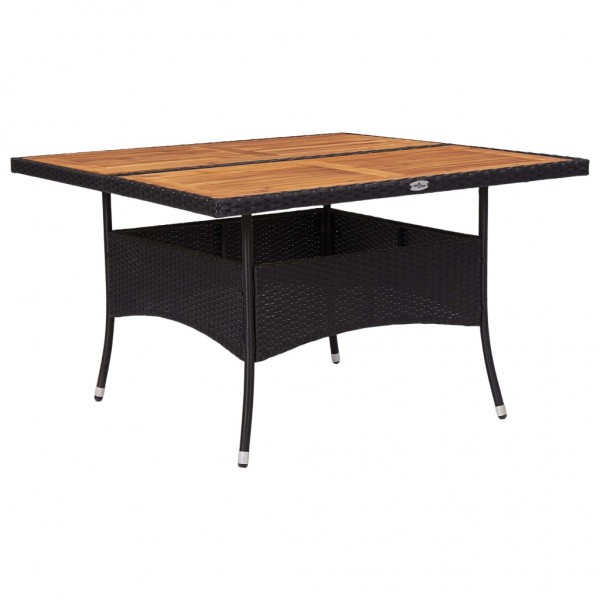 Mesa de comedor de jardín ratán sintético madera acacia negra D