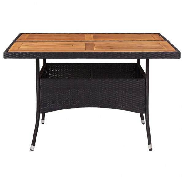 Mesa de comedor de jardín ratán sintético madera acacia negra M 2