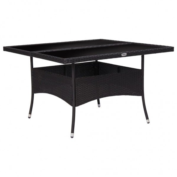 Mesa de comedor de jardín ratán sintético y vidrio negro D