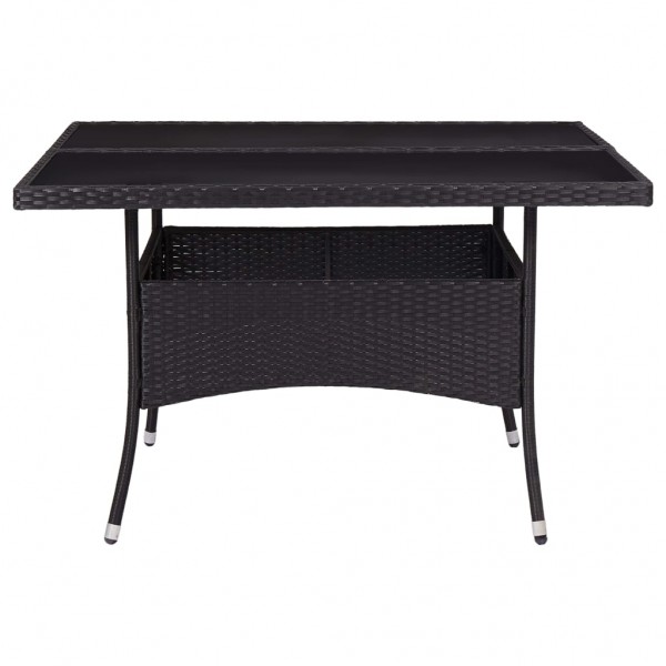 Mesa de jantar para exterior vime PE e vidro preto M 2