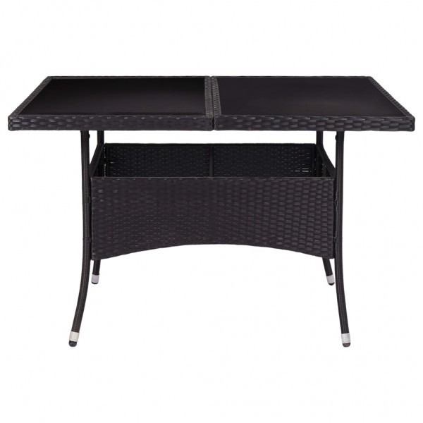 Mesa de jantar para exterior vime PE e vidro preto M 3